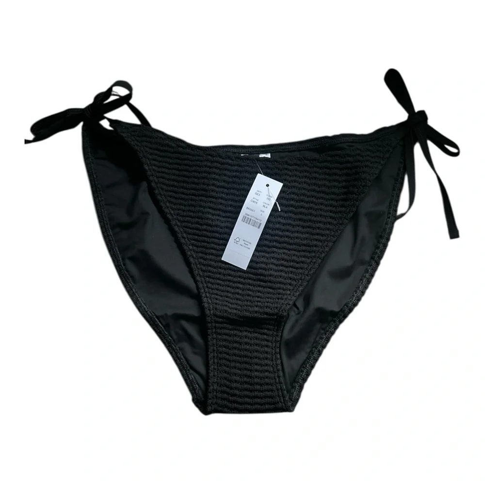 J. Crew crochet string bikini bottom black large